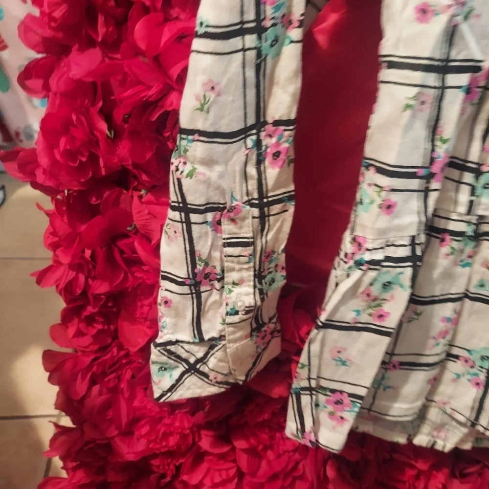 SO Girls Size 12 Long Sleeve Floral Peplum Button Down Top